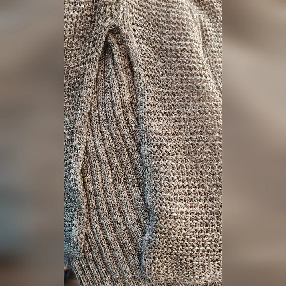 Eileen Fisher Cream Metallic Chainmail Tunic sweater Size L - Picture 5 of 6